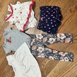 14 piece Girls Clothing bundle. Size 3-6 and 6-9 months.